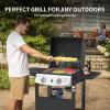 imageAGLUCKY 2 Burner BBQ Propane Gas GrillStainless Steel 20000 BTUBarbecue Gas Grill with 2 Sides ShelvesRemovable Grease Pan and CupIdeal for Grills Outdoor Cooking