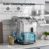 imageAGLUCKY Nugget Ice Makers CountertopPortable Pebble Ice Maker Machine with Chewable IceOneClick OperationSelfCleaning for HomeOfficeBlackGrey