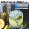 imageAGLUCKY Nugget Ice Makers CountertopPortable Pebble Ice Maker Machine with Chewable IceOneClick OperationSelfCleaning for HomeOfficeBlackStainless Steels Silver