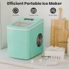 imageCountertop Ice Maker Machine Portable Small Ice Maker with Ice Scoop Basket Makes 9 Bullet Ice Cubes in 68 Mins SelfCleaning Function Compact Ice Maker for Home Kitchen Office Red GreenGreen