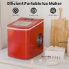 imageCountertop Ice Maker Machine Portable Small Ice Maker with Ice Scoop Basket Makes 9 Bullet Ice Cubes in 68 Mins SelfCleaning Function Compact Ice Maker for Home Kitchen Office Red GreenRed