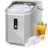imageAGLUCKY Nugget Ice Maker Countertop Portable Crushed Ice Maker Machine with Handle 35lbs24H OneClick Operation Self Cleaning Ice Machine for HomeKitchenOfficeStainless SteelGrey
