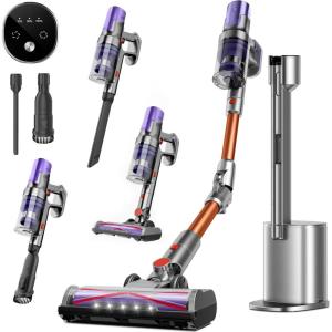 imageAGAGLUCKY Stick Vacuum Cleaner Powerful Suction with SelfCollecting Dust Bin 3in1 Upright Rechargeable Vacuum Cleaners for Home Pet Hair Hardwood Floors Carpets PurplePurple