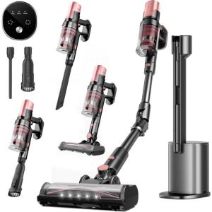 imageAGAGLUCKY Stick Vacuum Cleaner Powerful Suction with SelfCollecting Dust Bin 3in1 Upright Rechargeable Vacuum Cleaners for Home Pet Hair Hardwood Floors Carpets PurplePink