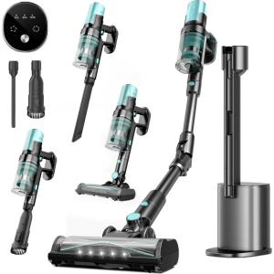 imageAGAGLUCKY Stick Vacuum Cleaner Powerful Suction with SelfCollecting Dust Bin 3in1 Upright Rechargeable Vacuum Cleaners for Home Pet Hair Hardwood Floors Carpets PurpleTiffany Green