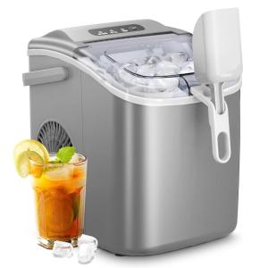 imageAGLUCKY Ice Makers Countertop Portable Ice Machine Maker with Handle SelfCleaning 26Lbs24H 9 Cubes Ready in 6 Mins Scoop and Basket for HomeOfficeKitchen BlackGrey