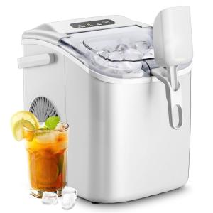 imageAGLUCKY Ice Makers Countertop Portable Ice Machine Maker with Handle SelfCleaning 26Lbs24H 9 Cubes Ready in 6 Mins Scoop and Basket for HomeOfficeKitchen BlackWhite
