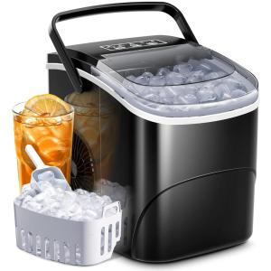 imageAGLUCKY Ice Makers Countertop with Handle265Lbs24H9 Cubes in 6 Mins2 Sizes of Bullet IcePortable Machine with SelfCleaningPerfect for Home KitchenBlackBLACK