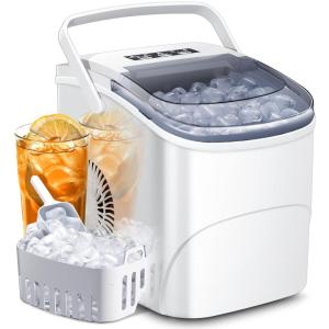 imageAGLUCKY Ice Makers Countertop with Handle265Lbs24H9 Cubes in 6 Mins2 Sizes of Bullet IcePortable Machine with SelfCleaningPerfect for Home KitchenBlackWHITE
