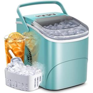 imageAGLUCKY Ice Makers Countertop with Handle265Lbs24H9 Cubes in 6 Mins2 Sizes of Bullet IcePortable Machine with SelfCleaningPerfect for Home KitchenBlackGREEN