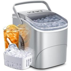 imageAGLUCKY Ice Makers Countertop with Handle265Lbs24H9 Cubes in 6 Mins2 Sizes of Bullet IcePortable Machine with SelfCleaningPerfect for Home KitchenBlackGREY