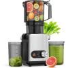 imageAGLUCKY Cold Press Juicer Machines 435quot Large Feed Chute Juice Extractor SelfFeeding Machine High Juice Yield Slow Masticating Juicer for Whole Vegetables ampamp Fruits Stainless Steel ampamp Black