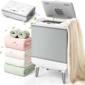 imageAGLUCKY Foldable Towel Warmer 35L Large Capacity PTC Heater with Aromatherapy ampamp HeatDelay Timer Fits Up to Three Oversized 45quotx70quot Towels ETL Certified Bath Towel Dry for Home Spa
