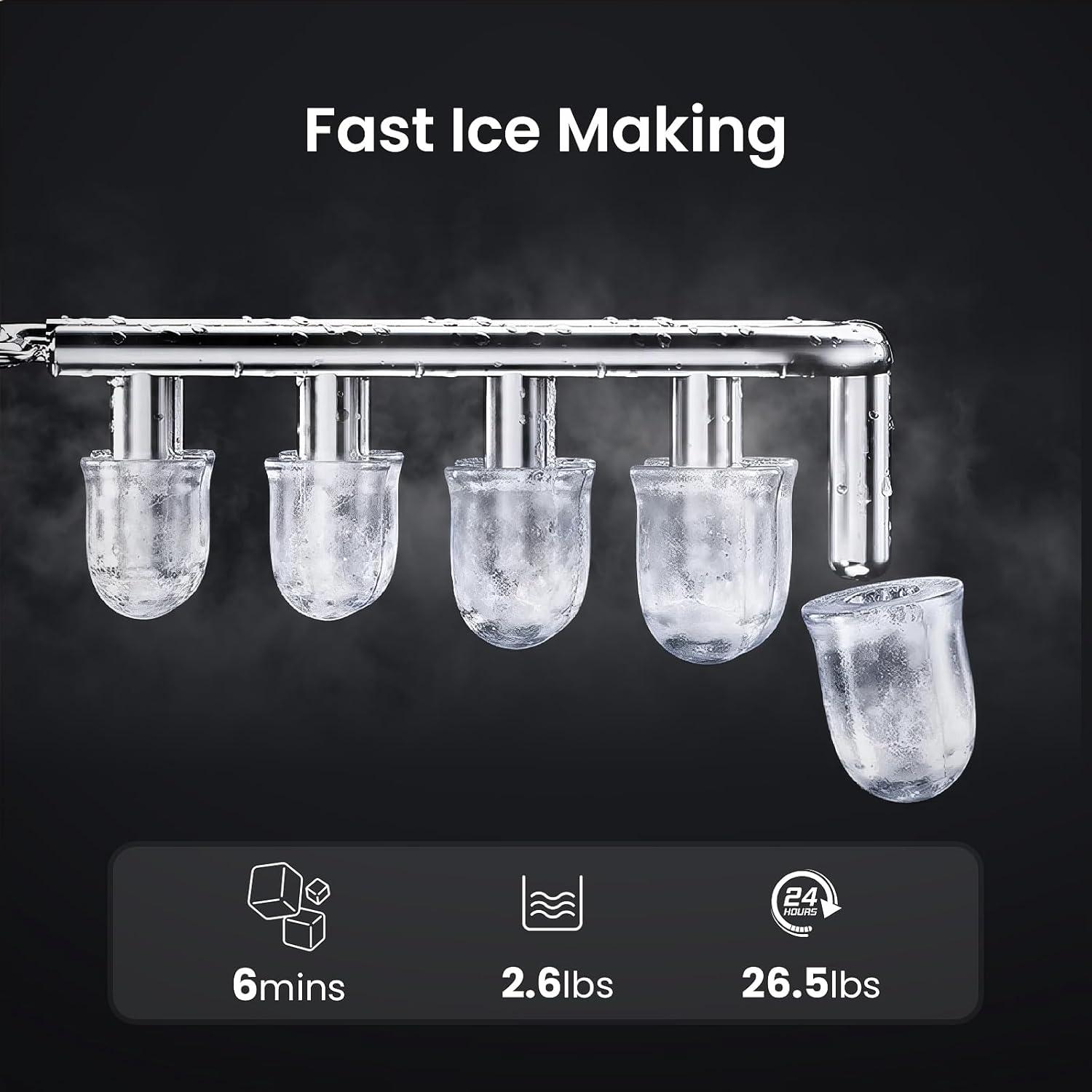 imageAGLUCKY Ice Makers Countertop with SelfCleaning 8 Cubes Ready in 6 Mins Portable Ice Machine with 2 Sizes Bullet IceIce ScoopBasket for HomeKitchenOfficeBarParty BlackBLACK