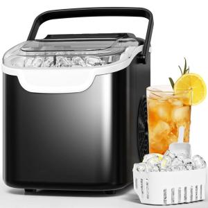 imageAGLUCKY Ice Makers Countertop with SelfCleaning 8 Cubes Ready in 6 Mins Portable Ice Machine with 2 Sizes Bullet IceIce ScoopBasket for HomeKitchenOfficeBarParty BlackBLACK