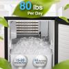 imageAGLUCKY Commercial Builtin Ice Maker Machine80LbsDayReversible DoorUndercounter Ice Cube Maker with 24H TimerSelfCleaning Function for HomeOfficeSilverBlack